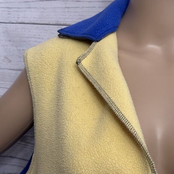 Cameleon Fleece Vest Medium Green Blue Yellow Gray Colorblock Sleeveless - Picture 3 of 10